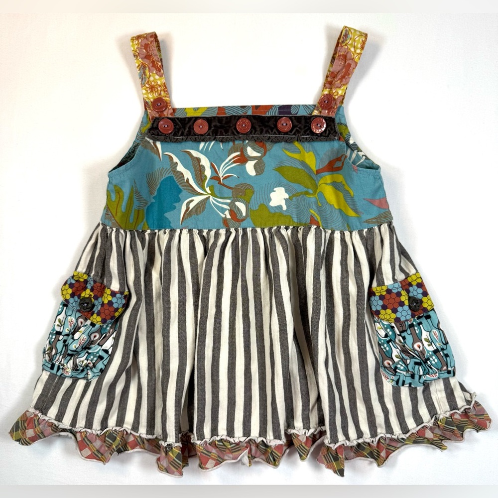 MATILDA JANE Girls Patchwork Floral Striped Pinafore Top 8 Cottagecore Whimsical